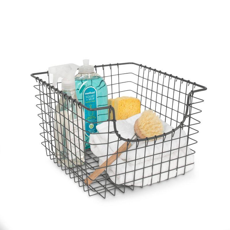 Spectrum Diversified Scoop Medium Basket Dark Silver: Portable Metal Utility Storage, Universal Organization, 23" Width