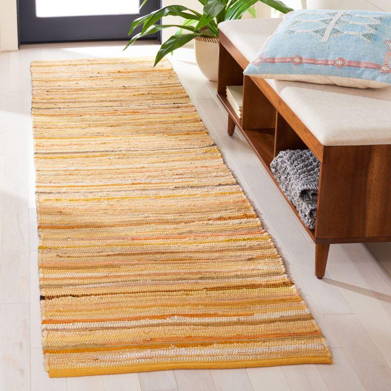 Sunny Stripes 2'3" x 9' Handmade Yellow/Multi Wool-Cotton Runner Rug