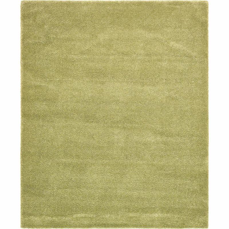 Lush Light Green 8' x 10' Synthetic Easy-Care Rectangular Rug