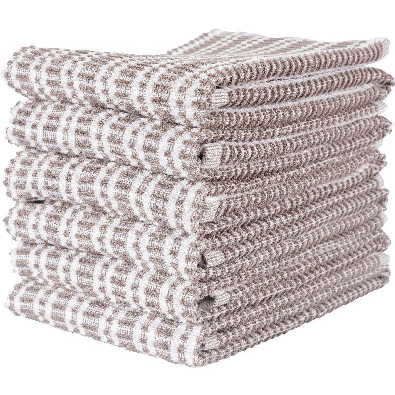 Set of 6 Gray and White Cotton Terry Kitchen Towels