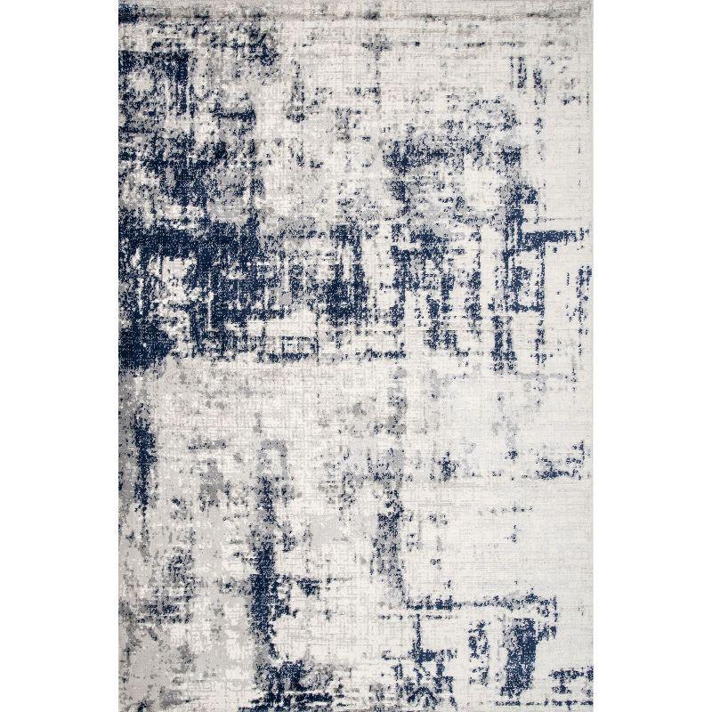 Reversible Abstract Gray Synthetic 9' x 12' Area Rug