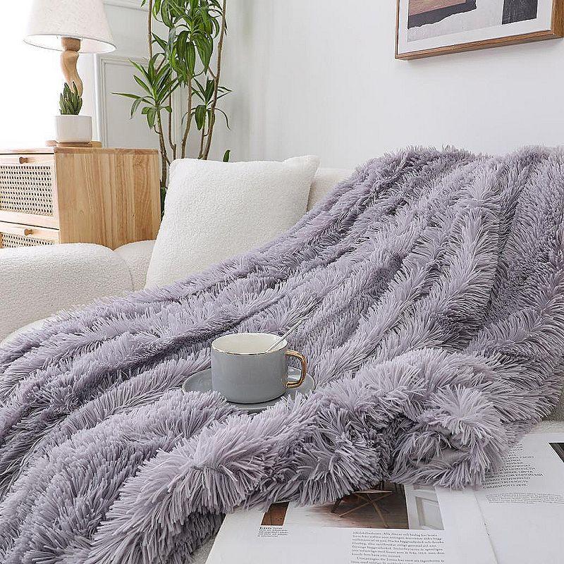 Gray Ultra Soft Fuzzy Oversized Polyester Throw Blanket 50x70