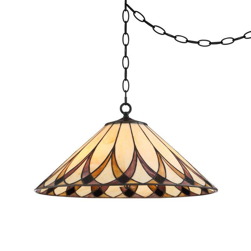 Serena Bronze 24" Art Glass Pendant Chandelier