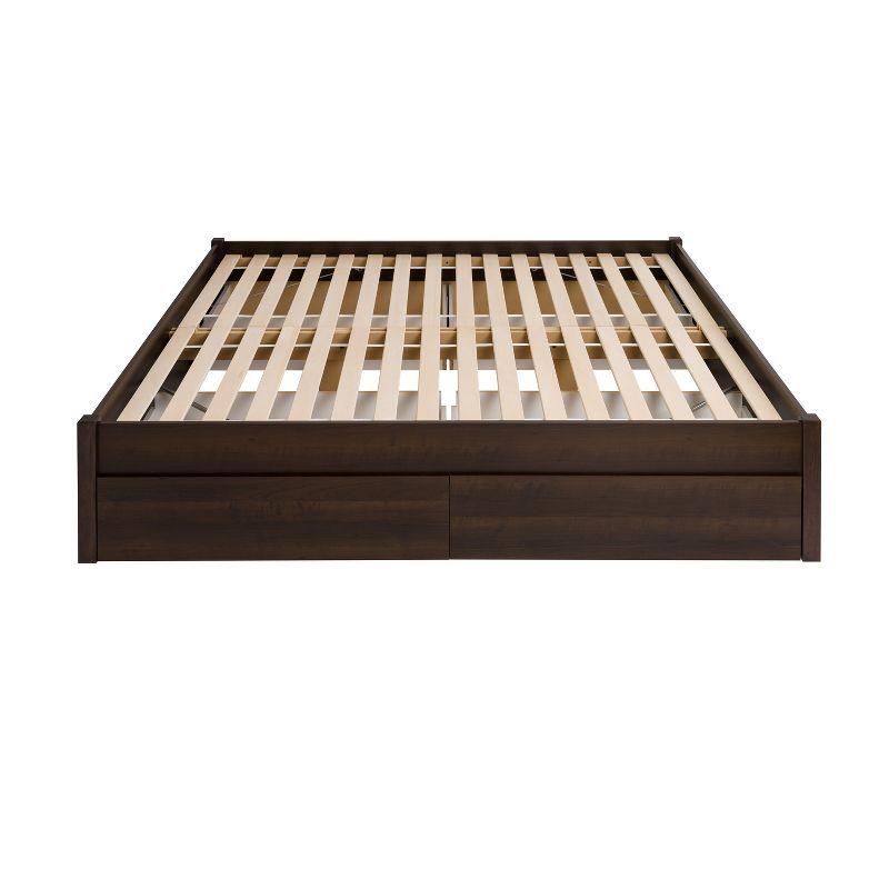 King Select 4-Post Platform Bed with 4 Drawers Espresso Brown - Prepac: Particle Board & MDF Construction, No Box Spring Needed
