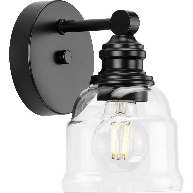 Matte Black Clear Glass Farmhouse Bath Vanity Light