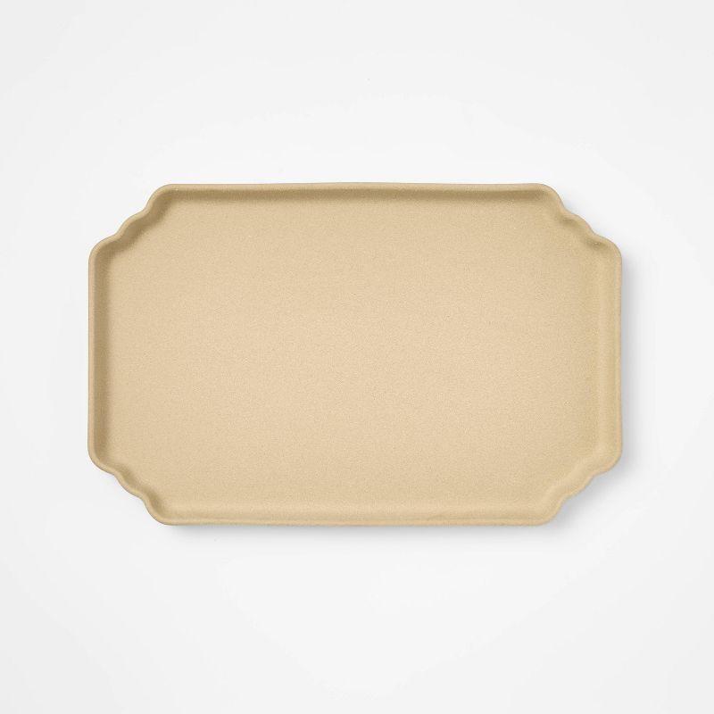 Ceramic Sandy Glaze Tray - Threshold™ designed with Studio McGee: Oblong Decorative Centerpiece, Raised Edges