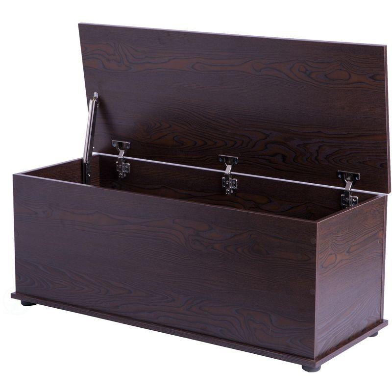 Basicwise Large Storage Toy Box with Soft Closure Lid, Wooden Organizing Furniture Storage Chest