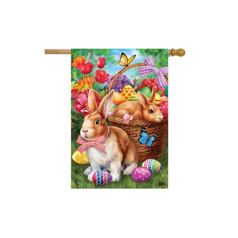 Bunnies And Basket Easter House Flag 28" x 40" Briarwood Lane