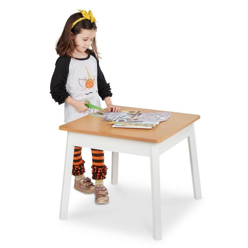 Charming Dual-Tone Kids Wooden Play Table - Natural/White