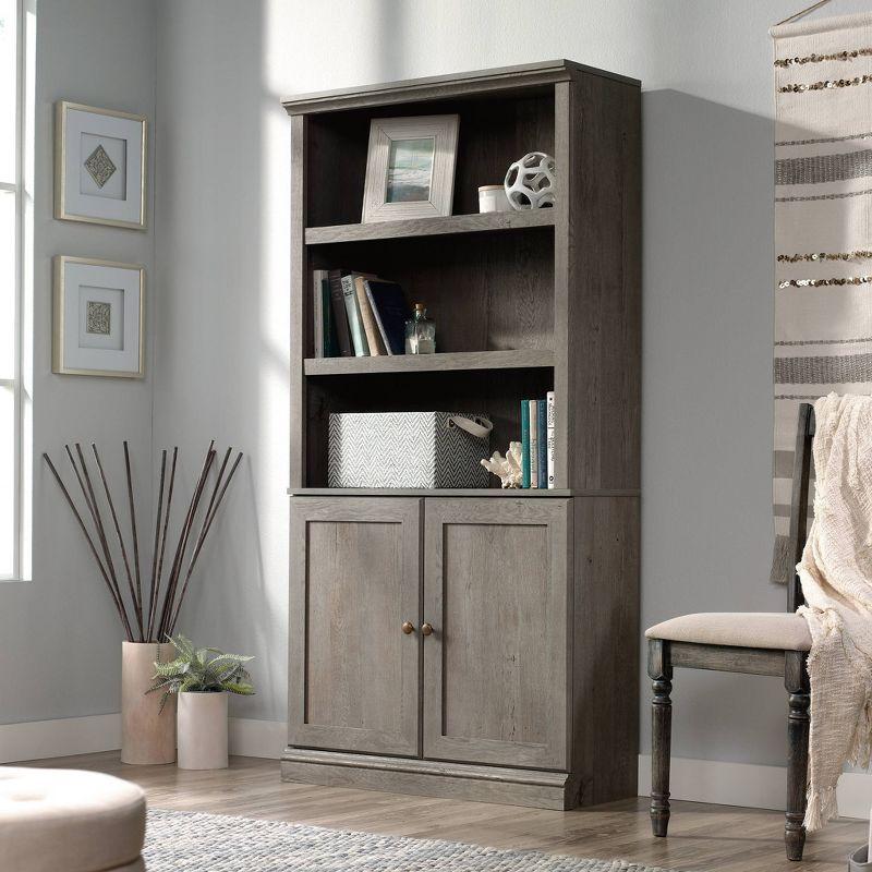 Mystic Oak Adjustable 5-Shelf Bookcase with Doors