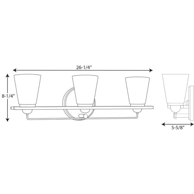 Polished Chrome 3-Light Bath Vanity with Etched Glass Shades