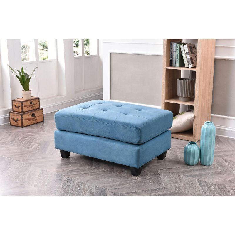 Passion Furniture Malone Aqua Tufted Ottoman