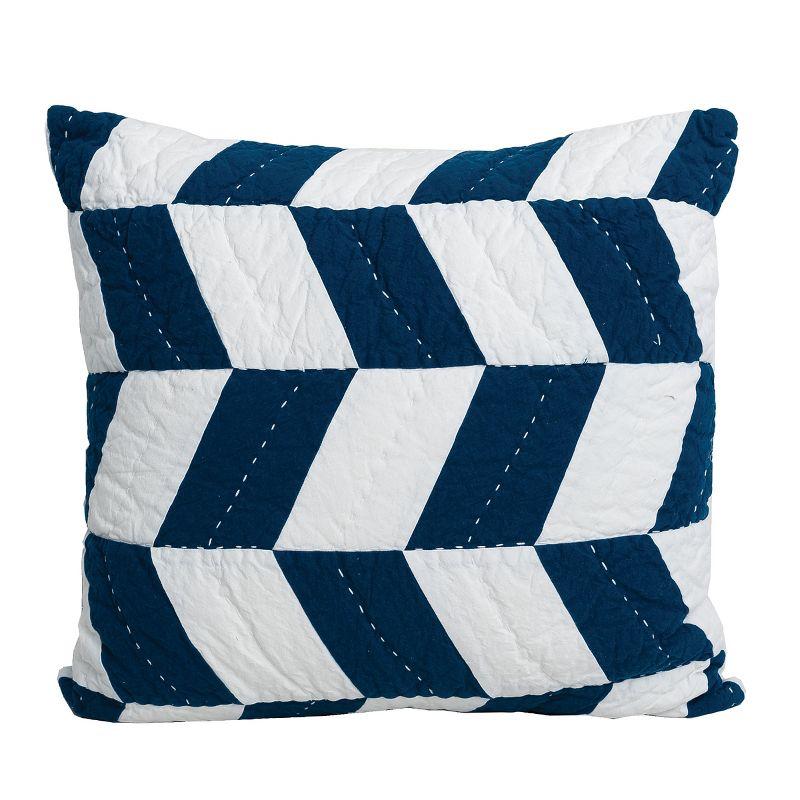 Indigo and White Cotton Embroidered Euro Sham