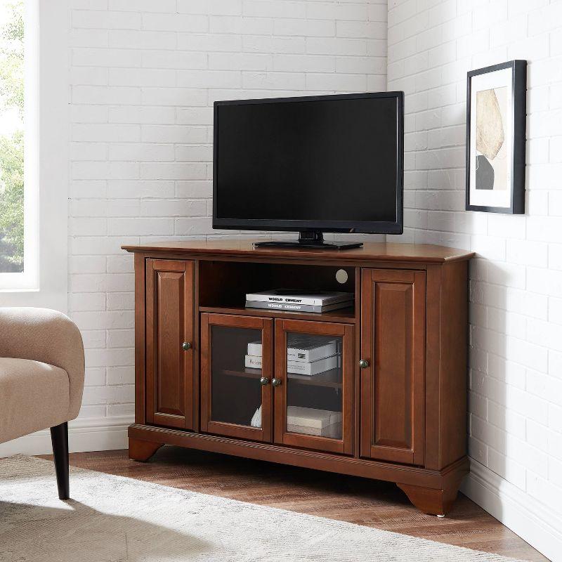 Crosley LaFayette Corner TV Stand for TVs up to 48" Dark Red: Mid-Century Modern, Media Console with Cable Management