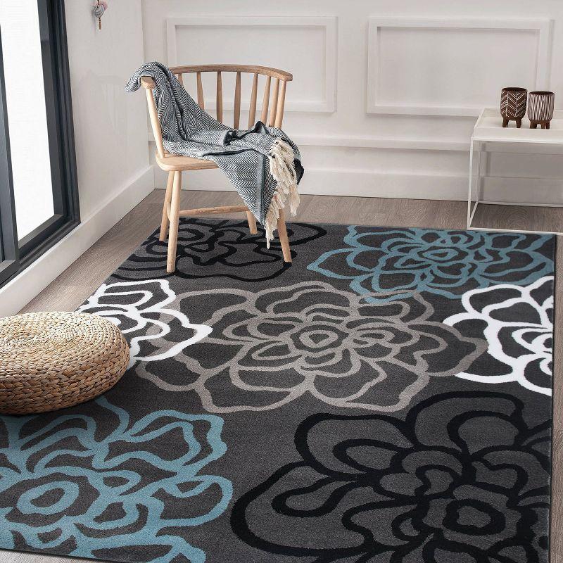 World Rug Gallery Contemporary Modern Floral Flowers Area Rug