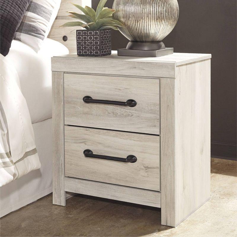 Cambeck Nightstand White - Signature Design by Ashley: Industrial Style Bedside Table with USB Ports & Storage