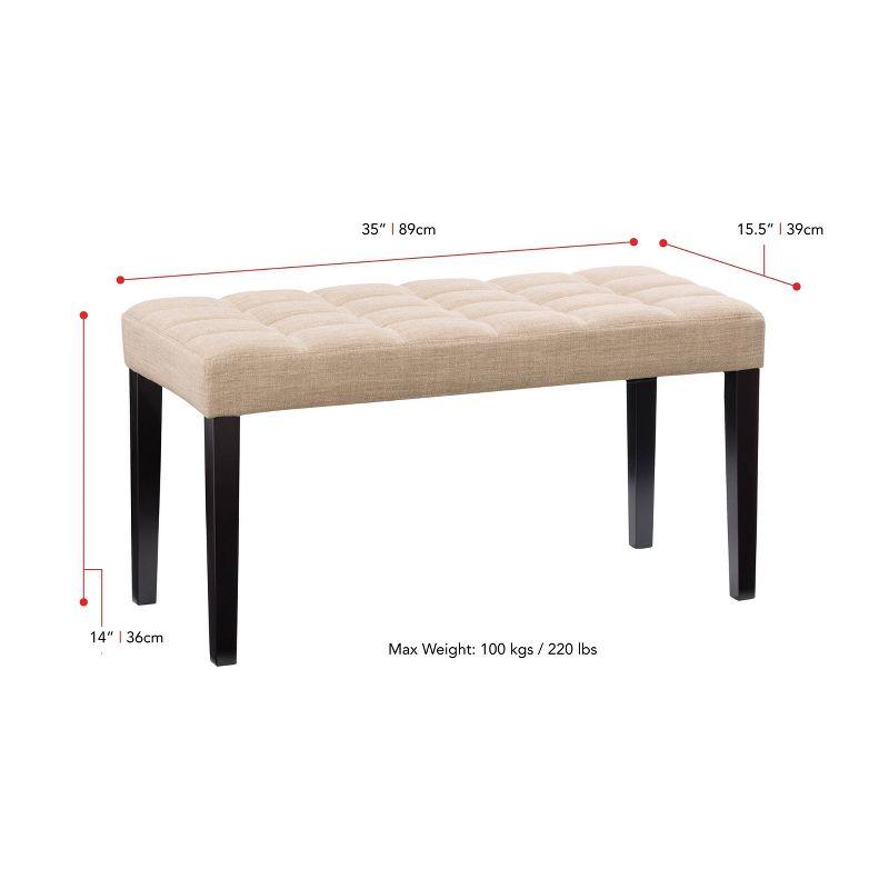 California Dark Beige Tufted Fabric Bedroom Bench with Wood Legs