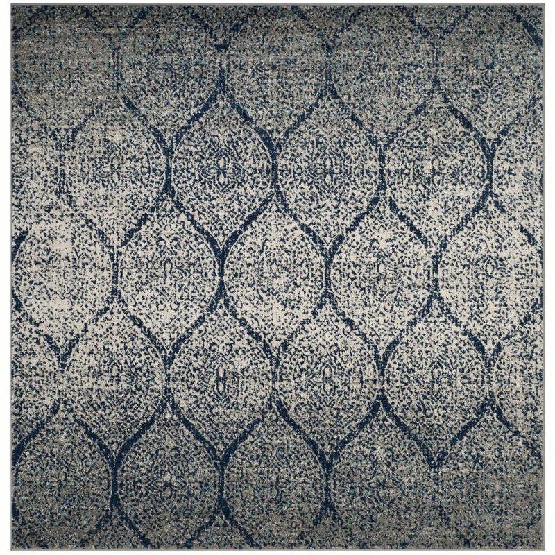 Madison MAD604 Power Loomed Indoor Area Rug - Navy/Silver - 4'x4' - Safavieh