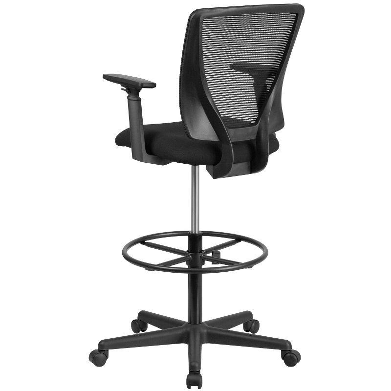 Sinda Mid-Back Mesh Drafting Chair w/ Fabric Seat, Adjustable Foot Ring and Arms