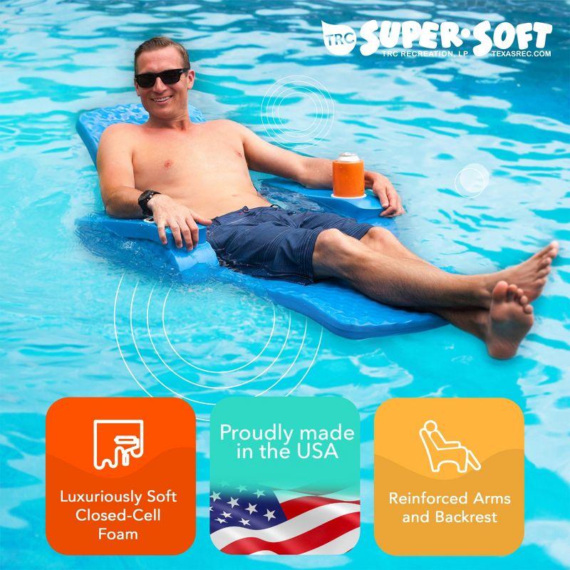 TRC Recreation Folding Baja II Lounger Foam Swimming Pool Float, Portable Floating Lounger with 2 Cup Holders for Beach Essentials, Bahama Blue