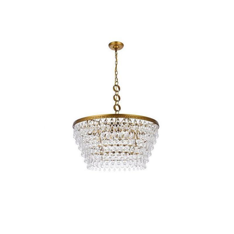 Nordic Brass and Crystal 6-Light Chandelier