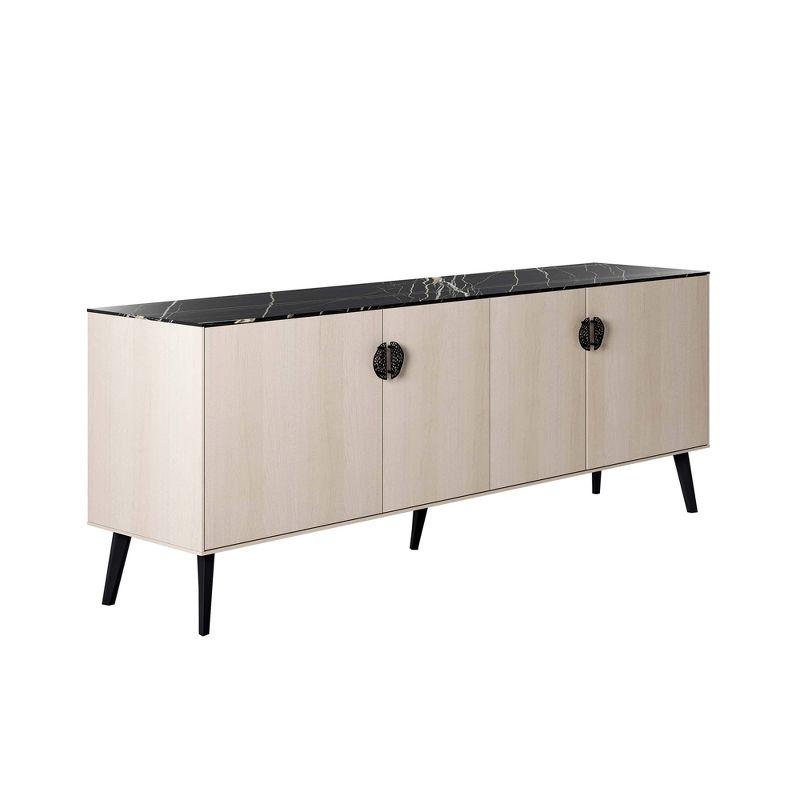 Manhattan Comfort 78.7" Haley Sideboard White/Black Marble