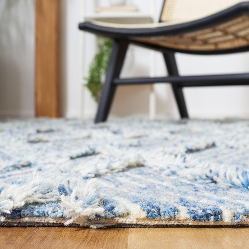 Handmade Luxe Blue Wool 4'x6' Tufted Non-Slip Area Rug