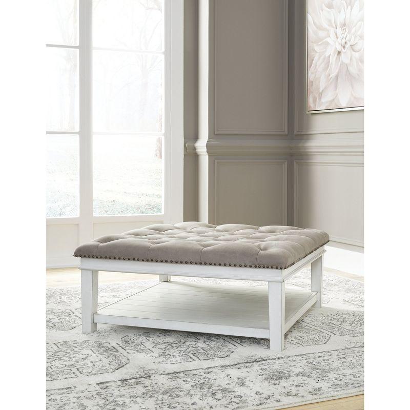 Signature Design by Ashley Contemporary Kanwyn Upholstered Ottoman Coffee Table, Whitewash