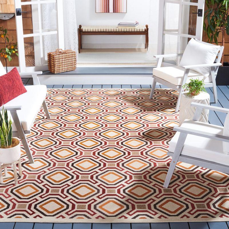 Veranda Creme & Red Synthetic Easy-Care Outdoor Area Rug