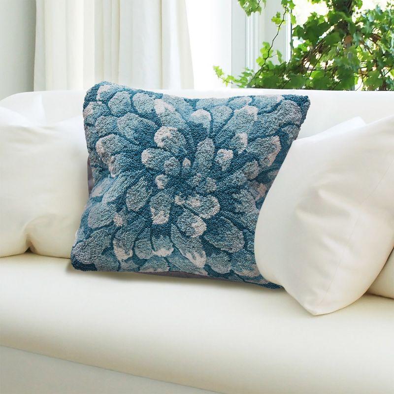 Playful Nature 18" Square Indoor/Outdoor Mum Pillow in Aqua