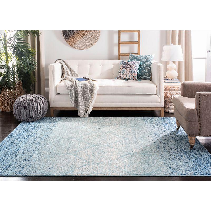 Madison Blue and Turquoise Synthetic Area Rug