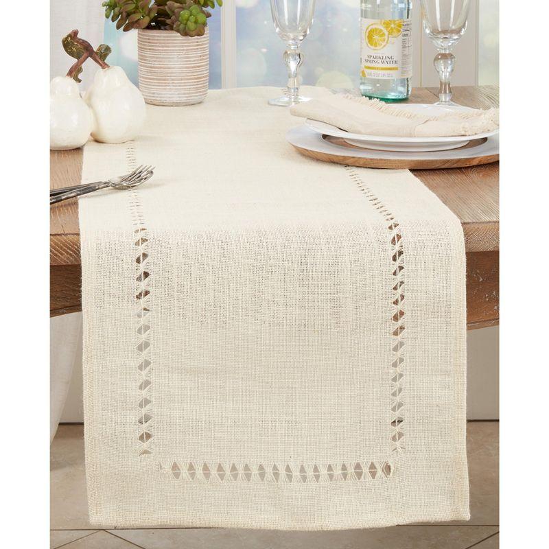 Ivory Jute Hemstitch Table Runner