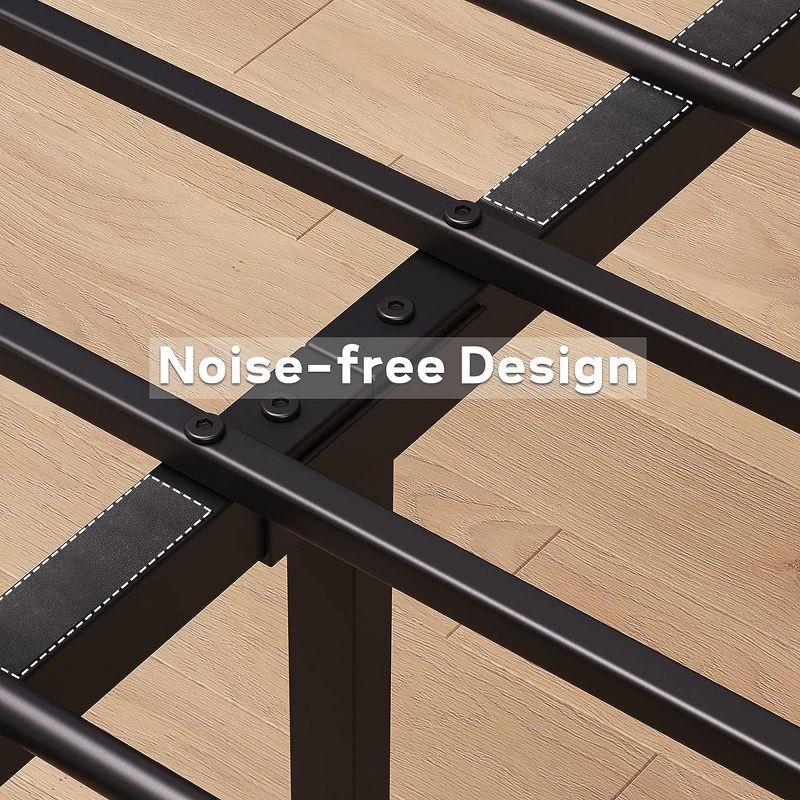 Garvee King Size Bed Frame with Wooden Headboard, 14 inch King Metal Bed Platform No Box Spring Needed with Heavy Duty Steel Slat, Brown