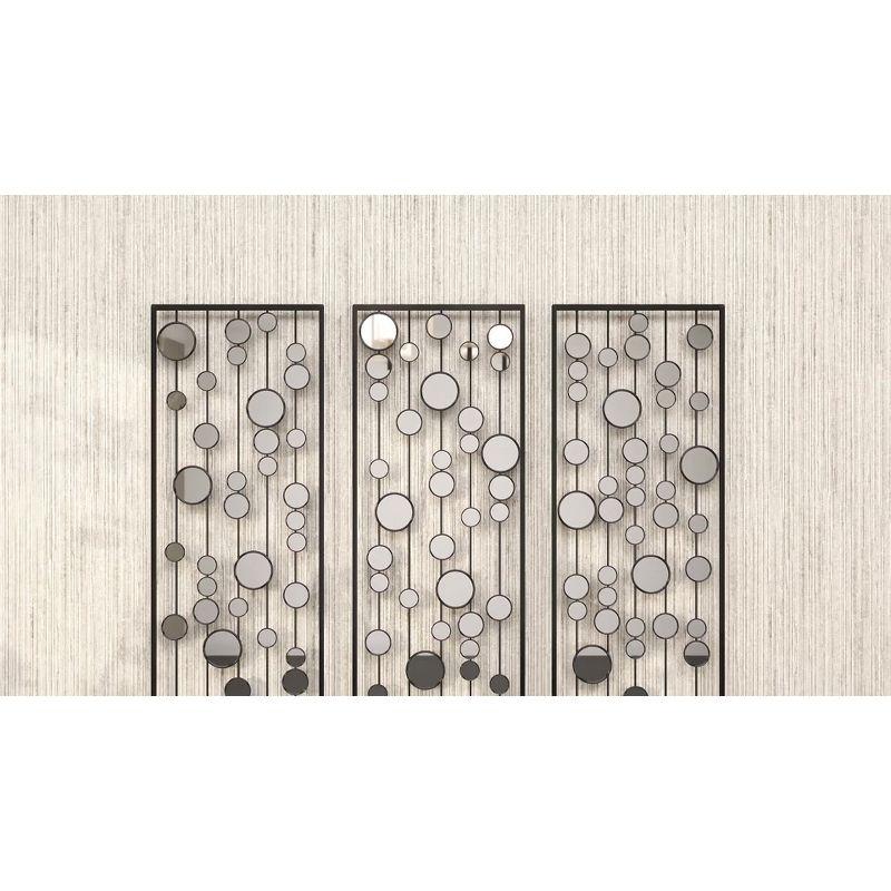 Mercer41 Metal Geometric Black Wall Decor with Round Mirror Accents Set