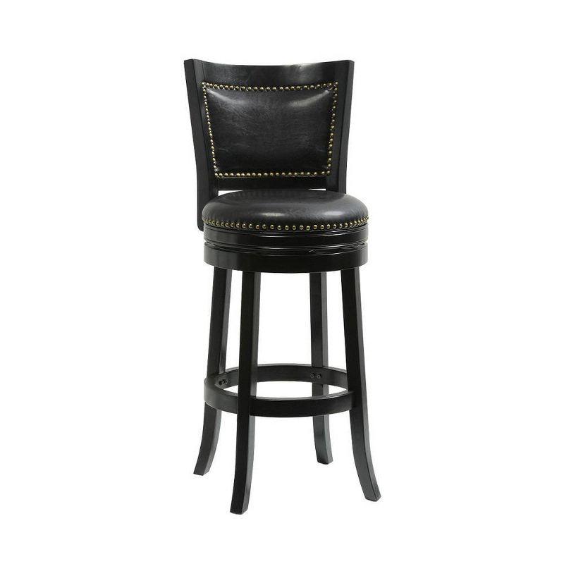 Bristol 29" Black Swivel Wood and Leather Bar Stool