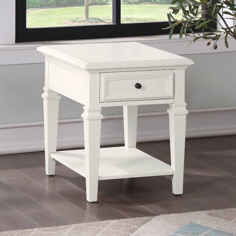 Charlestown End Table White - Steve Silver Co.: Farmhouse Style, Storage Shelf, Cottage Accent Table