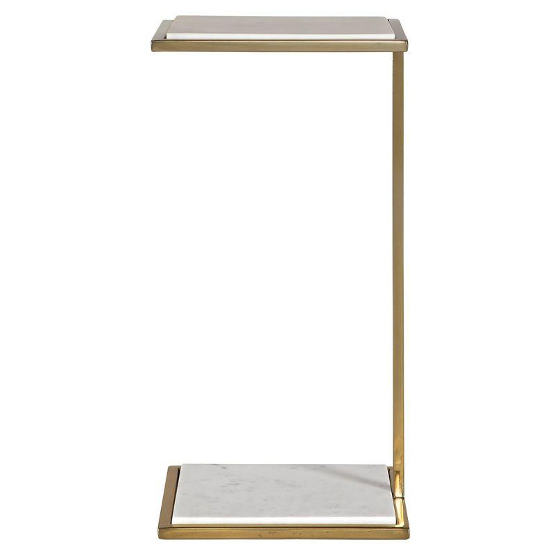 Rectangular White Marble and Gold Drink Table