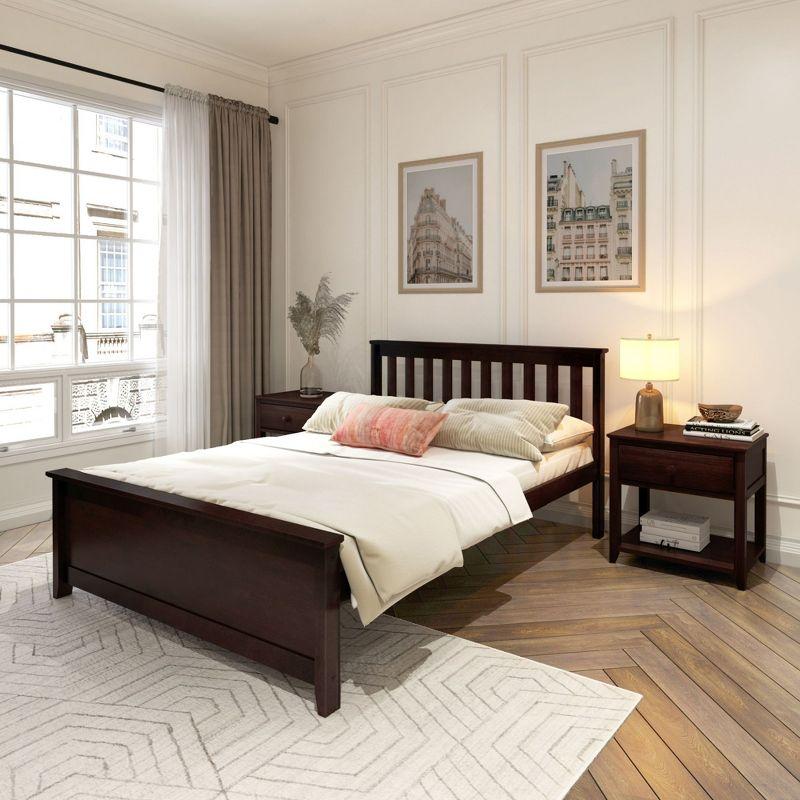 Plank+Beam Classic Solid Wood Full Size Bed Frame with Headboard for Adults