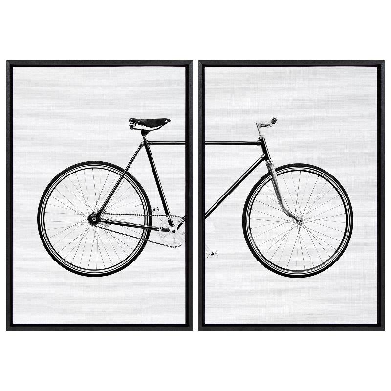 2pc 23" x 33" Sylvie Bicycle by Simon Te of Tai Prints Farmed Wall Canvas Black - Kate & Laurel All Things Decor