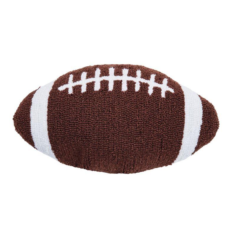 Small Brown and White Football Shaped Throw Pillow