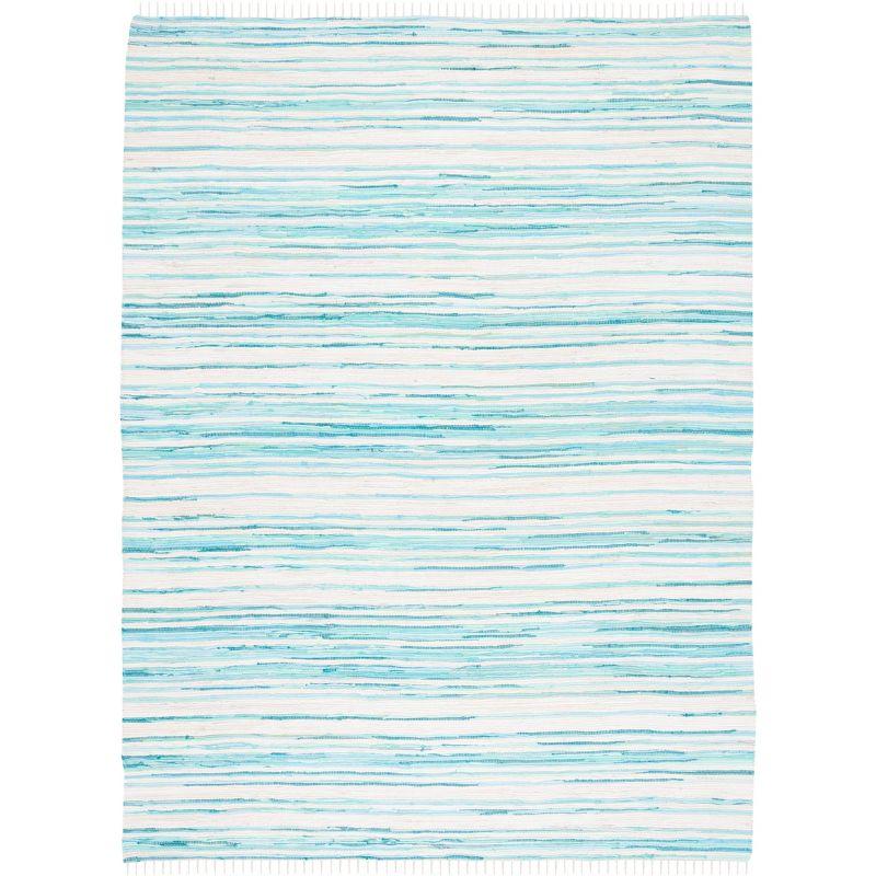 Rag Rug RAR126 Hand Woven Indoor Area Rug - 9'x12' - Ivory/Green - Safavieh