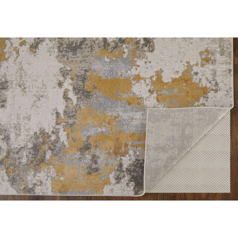 Waldor Modern Abstract Ivory/Gold/Gray Area Rug