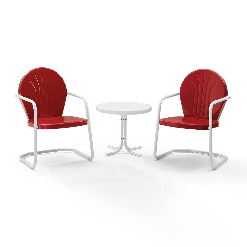 Red and White Steel Outdoor Conversation Set with Round Table