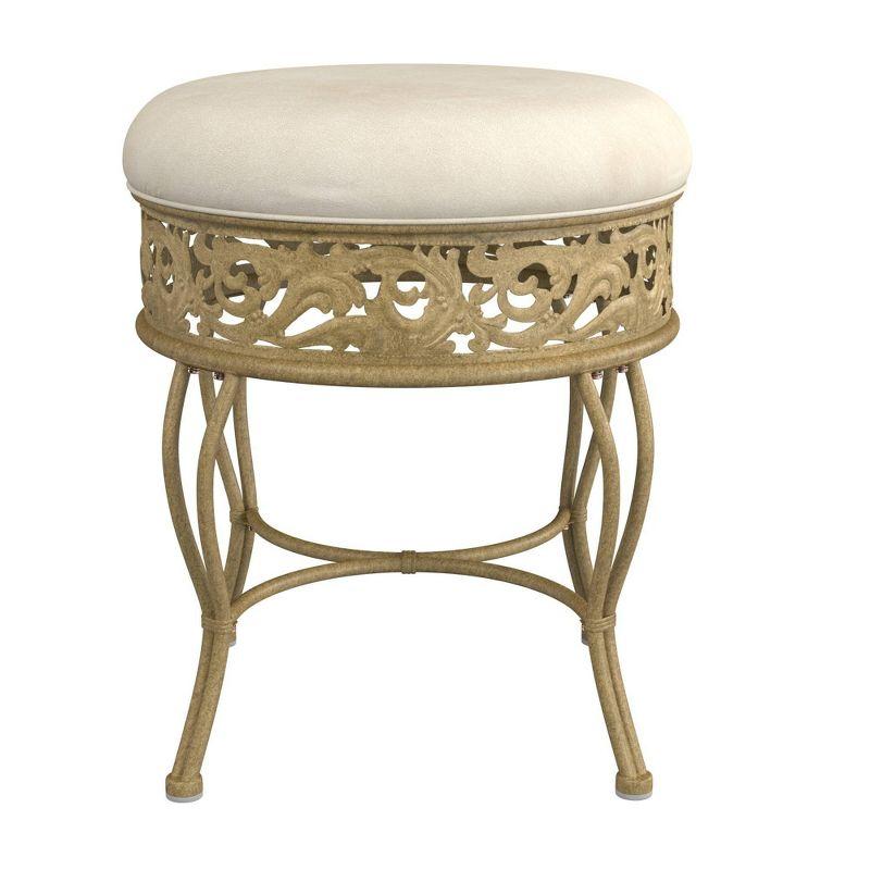 18.5" Villa III Upholstered Backless Metal Vanity Stool Beige - Hillsdale Furniture: Round Padded Seat, Makeup Bench