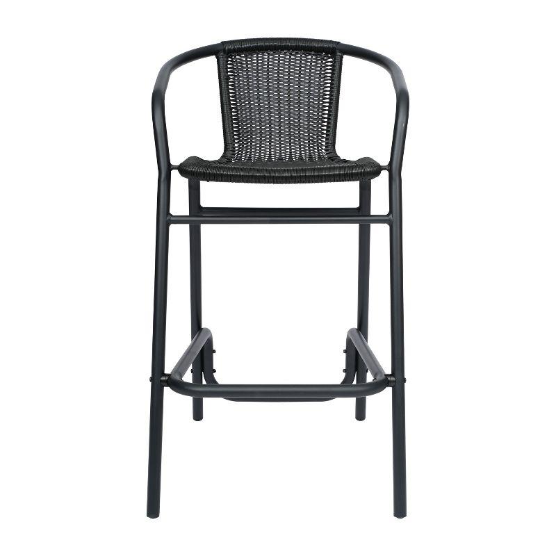 Lila Commercial Indoor-Outdoor Rattan Restaurant Barstool with Aluminum Frame