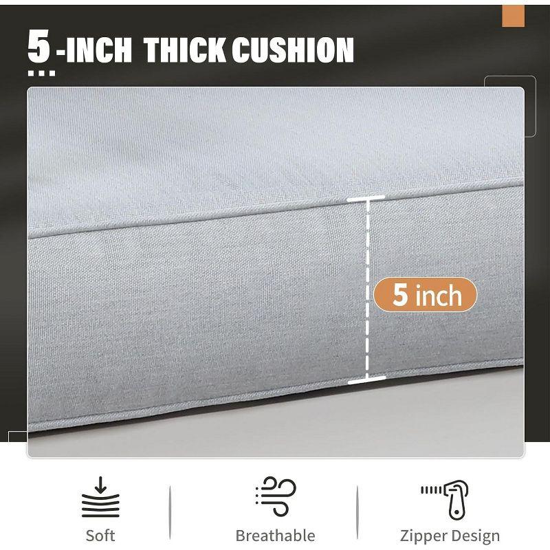 Heynemo Aluminum Patio Furniture Set with Fire Pit Table, 4 Piece Outdoor Furniture with Cushions for Balcony Backyard, White (Ship in 4 Boxes) Set of