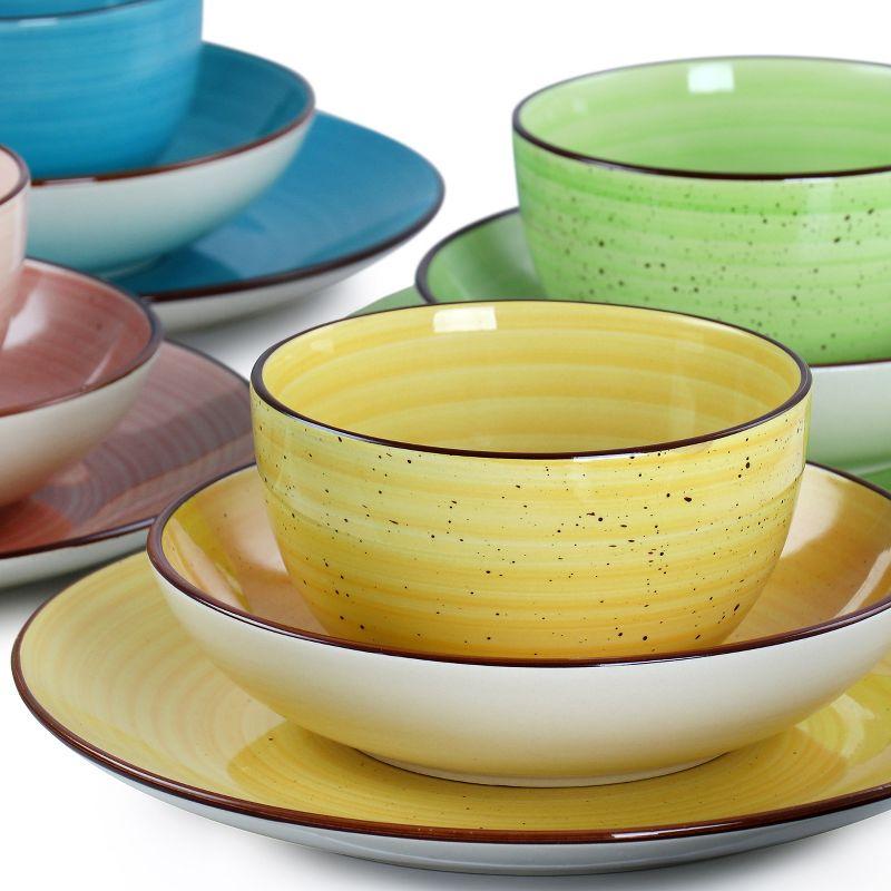 Elama Sebastian 24 Piece Double Bowl Stoneware Dinnerware Set in Assorted Colors