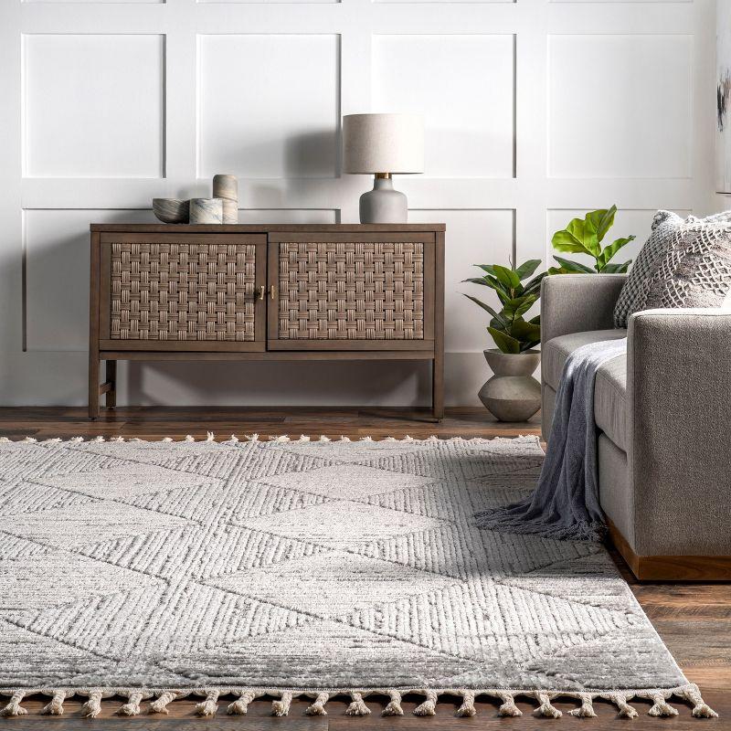 Nuloom Kerry Textured Geometric Tasseled Indoor Area Rug