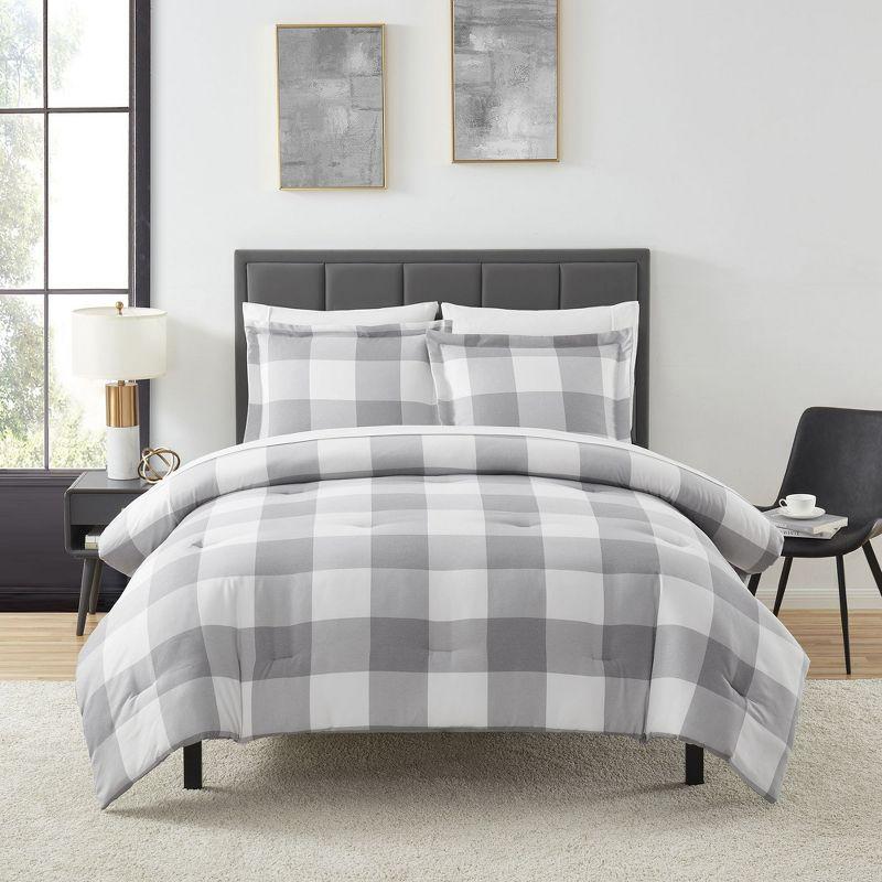 Sweet Home Collection Herringbone Weave Buffalo Check Bed in a Bag Comforter & Sheet Set