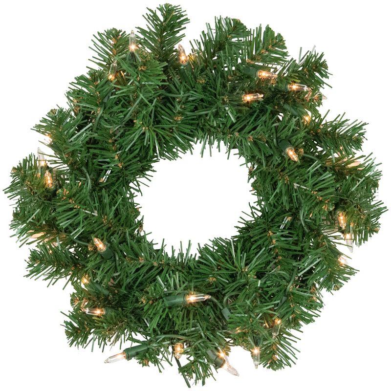 Deluxe Dorchester Pine Artificial Christmas Wreath with Clear Lights, 12-Inch